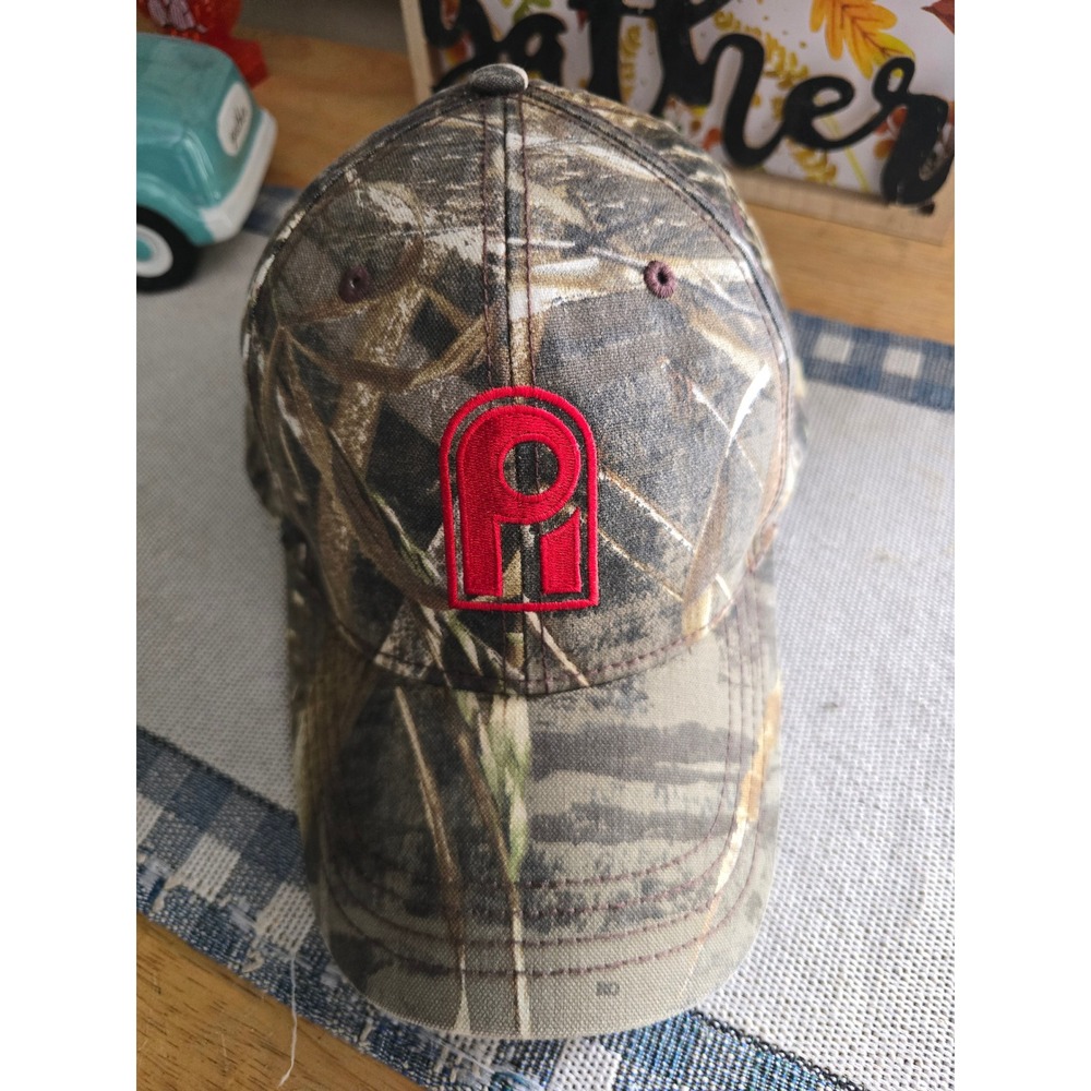 Peckham Inc Camouflage Baseball Cap Red Embroidered Logo Adjustable Camo‎ Hat